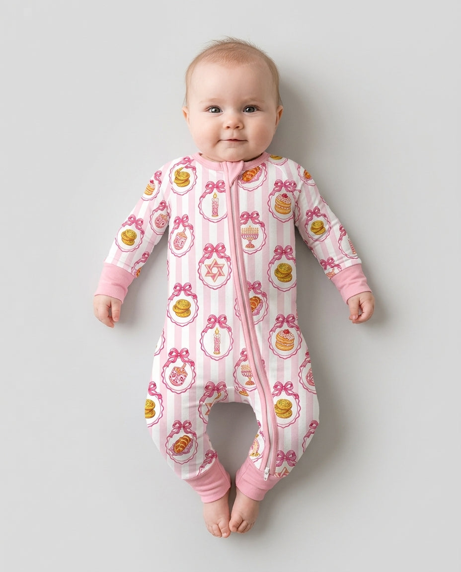Hanukkah Bows & Blessings Mommy & Me Matching Bamboo Convertible Zippy