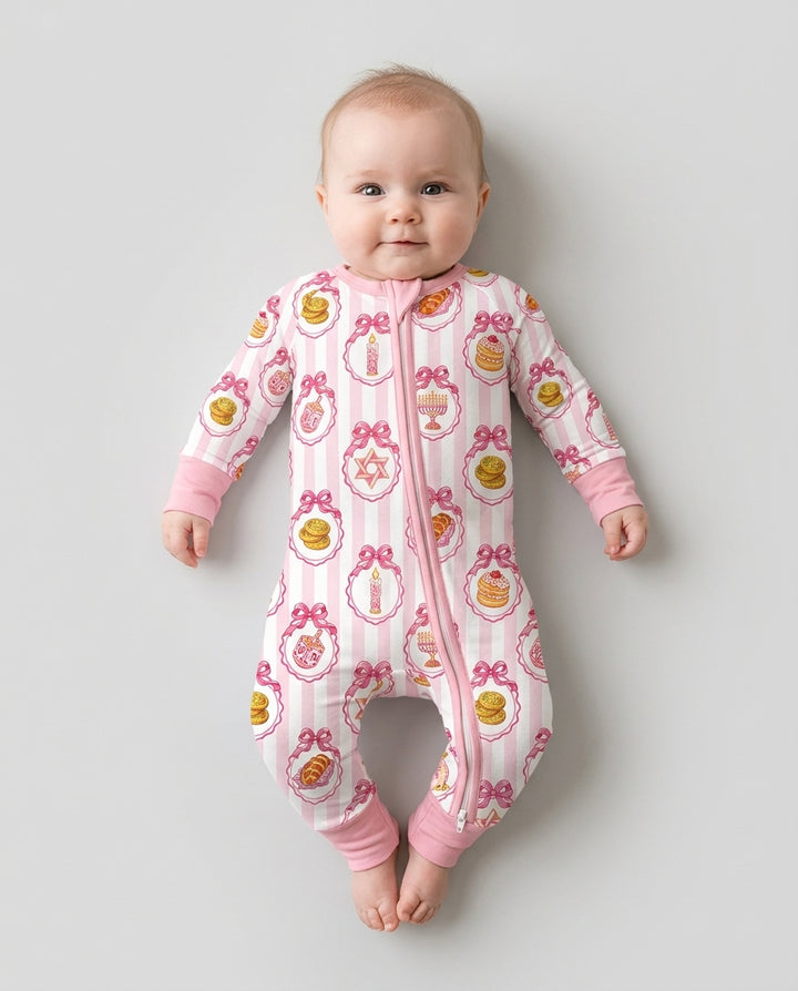 Hanukkah Bows & Blessings Mommy & Me Matching Bamboo Convertible Zippy