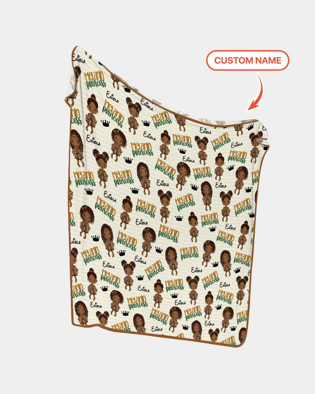 Custom Name Melanin Princess Bamboo Blanket