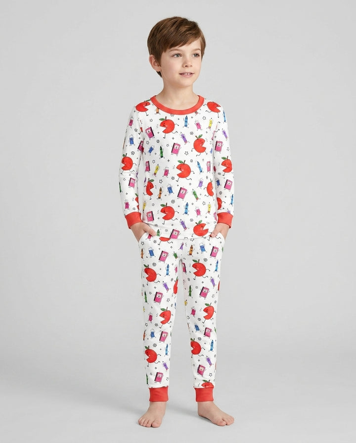 Zweiteiliges Langarm-Pyjama-Set mit Sommerfrüchten