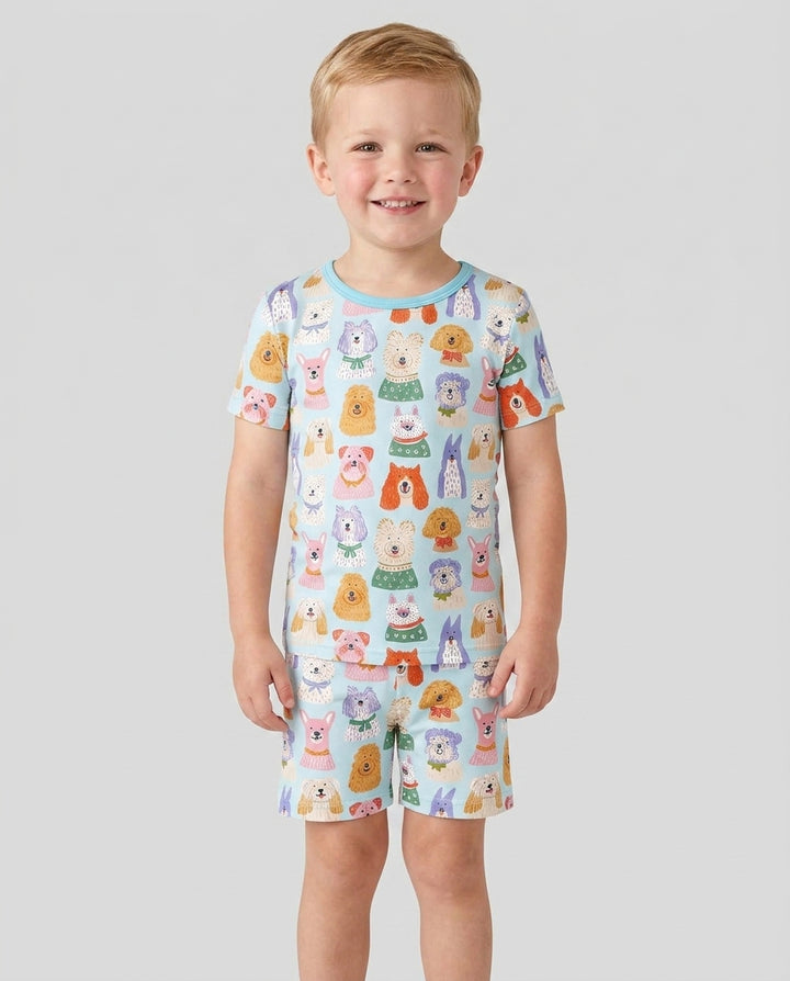 Schlafanzug-Set zweiteilig, kurze Ärmel, kurze Hose, Bambus