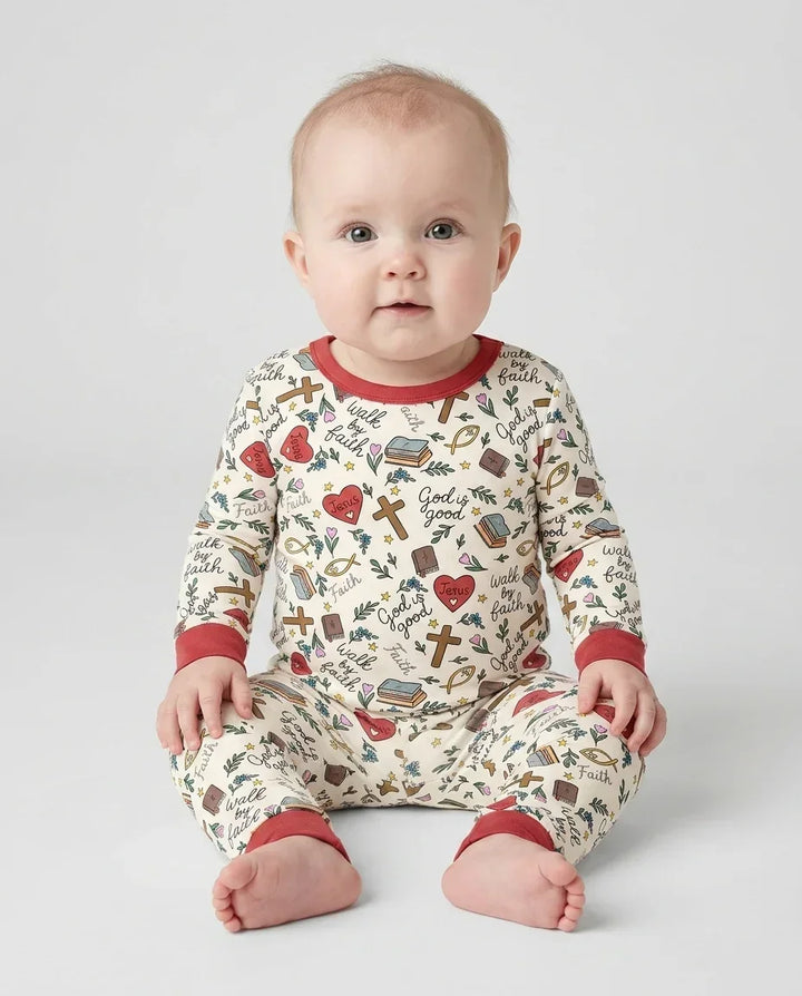 Zweiteiliges Langarm-Pyjama-Set mit Sommerfrüchten