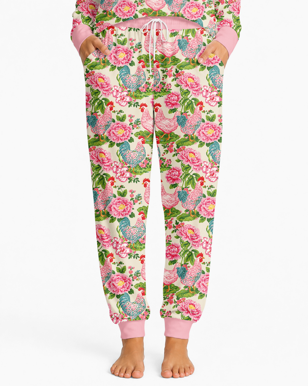 Chicken and Peony Mommy And Me Matching Bamboo Women Pajama Set