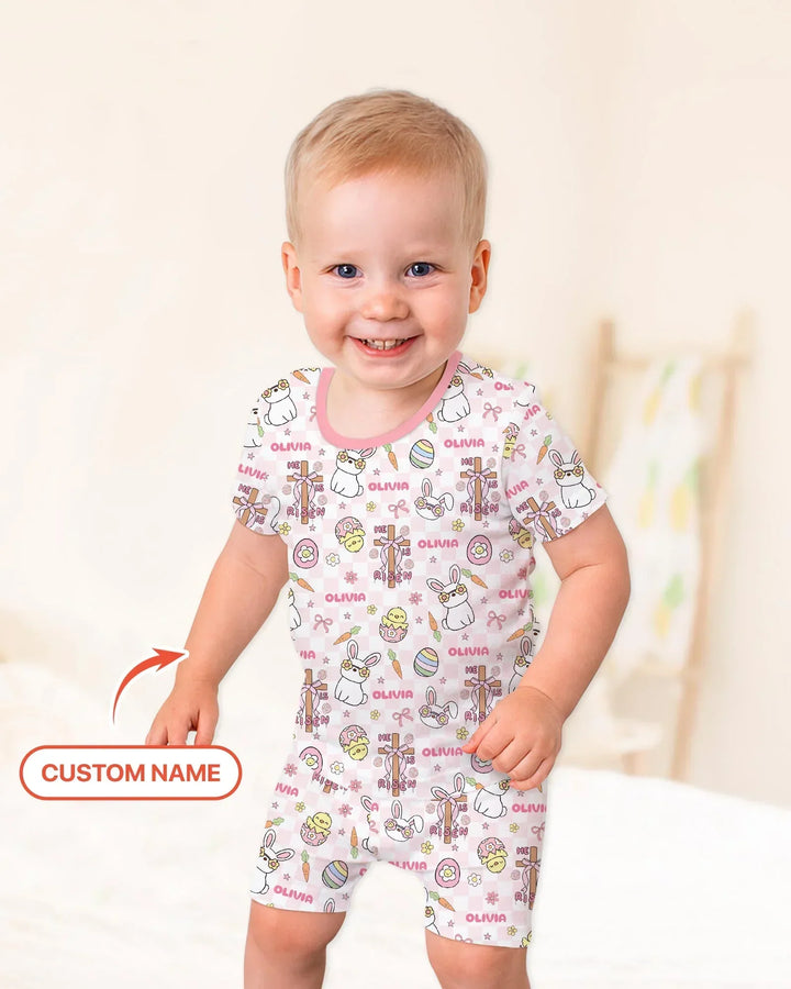 Zweiteiliges Pyjama-Set mit kurzen Ärmeln und Shorts im Sommer-Design