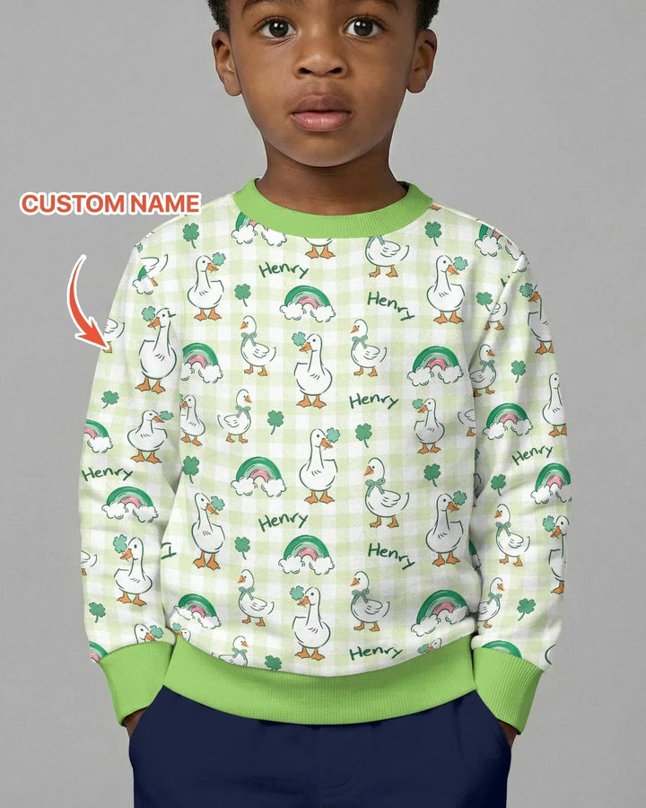 Personalisiertes Lucky Ducks Bambus Sweatshirt mit Rundhalsausschnitt