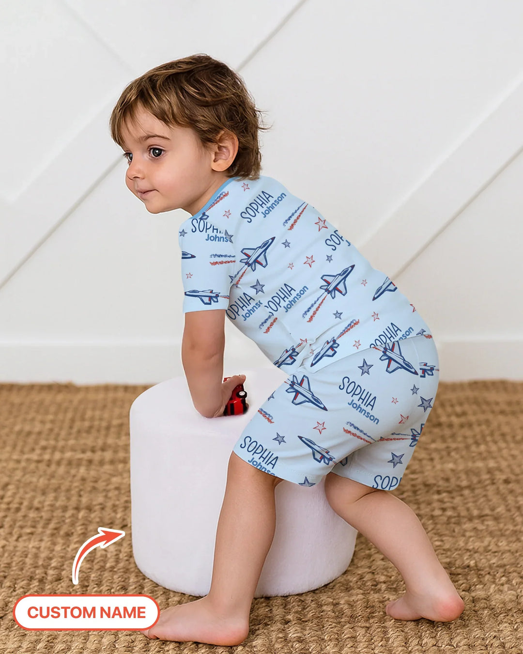Zweiteiliges Pyjama-Set mit kurzen Ärmeln und Shorts im Sommer-Design
