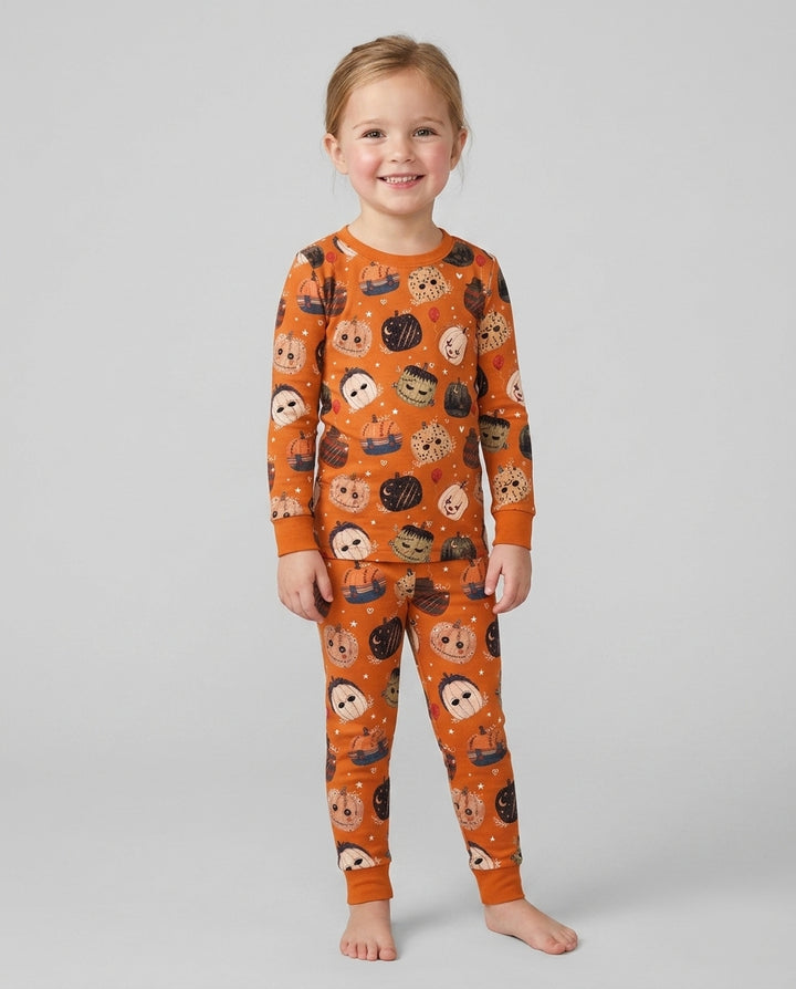 Spooky Slasher Pumpkins Bamboo Two Piece Long Sleeve Pajama Set
