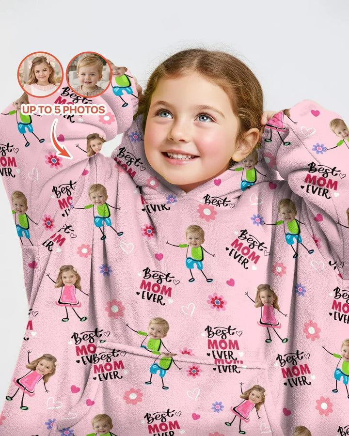 Personalisierbarer Foto "Beste Mama aller Zeiten" Doodle Bambus-Decken-Hoodie