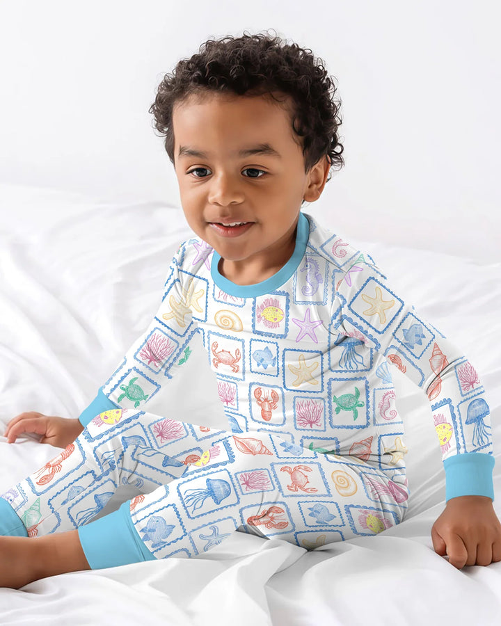 Zweiteiliges Langarm-Pyjama-Set mit Sommerfrüchten