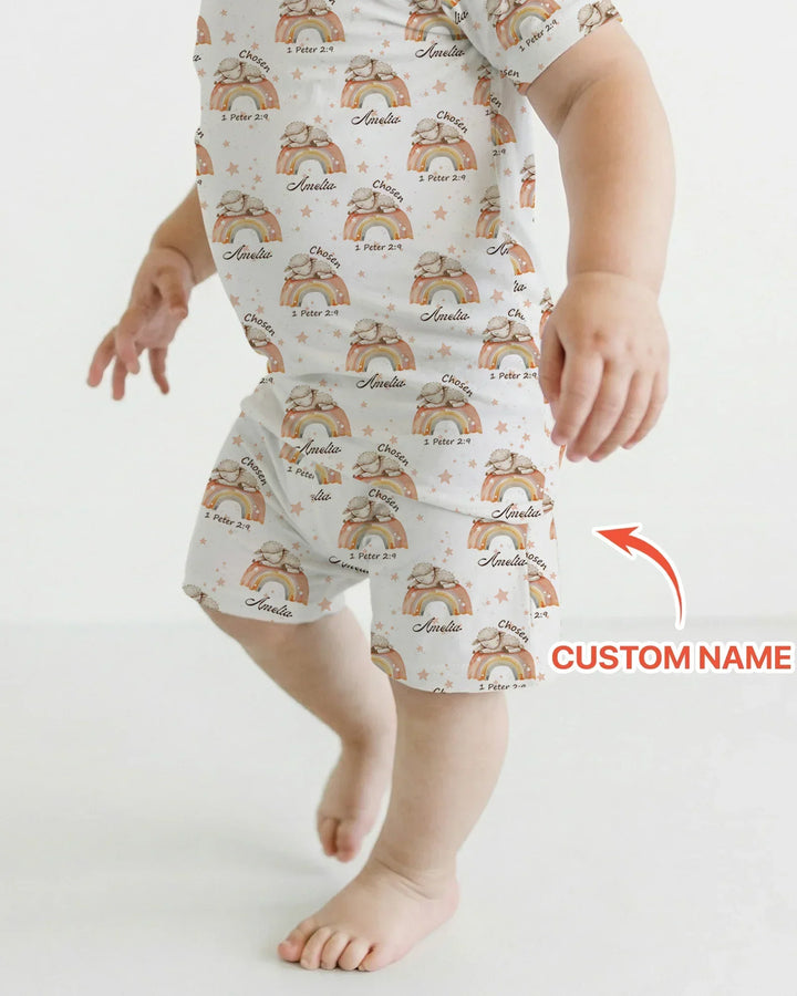 Zweiteiliges Pyjama-Set mit kurzen Ärmeln und Shorts im Sommer-Design