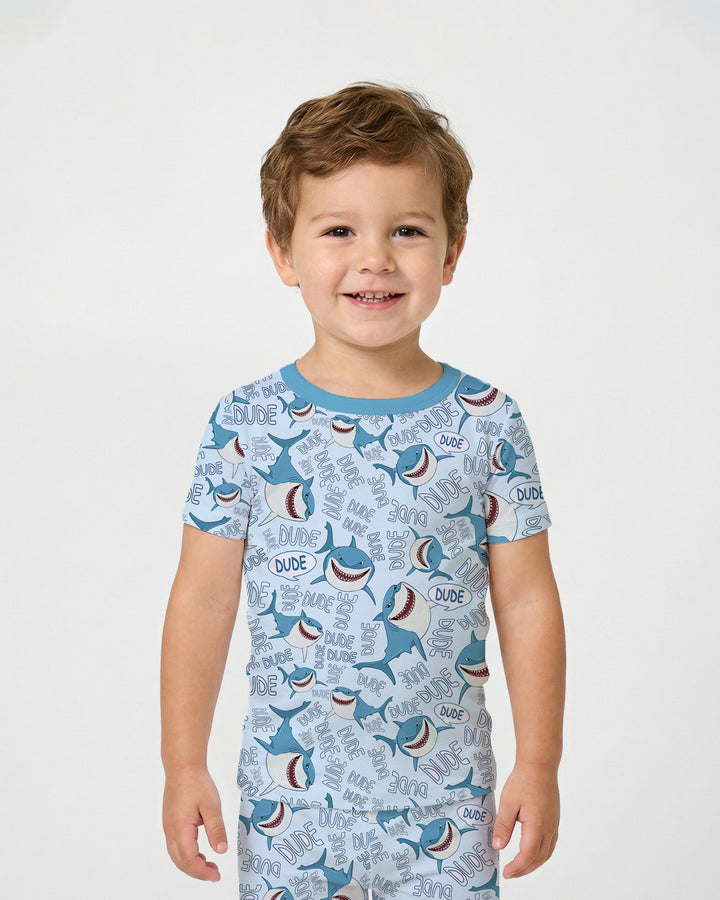 Dude Shark Bamboo Two Piece Short Sleeve Pajama Set