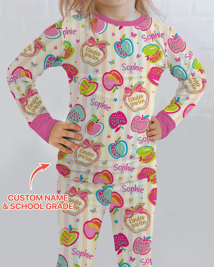 Zweiteiliges Langarm-Pyjama-Set mit Sommerfrüchten