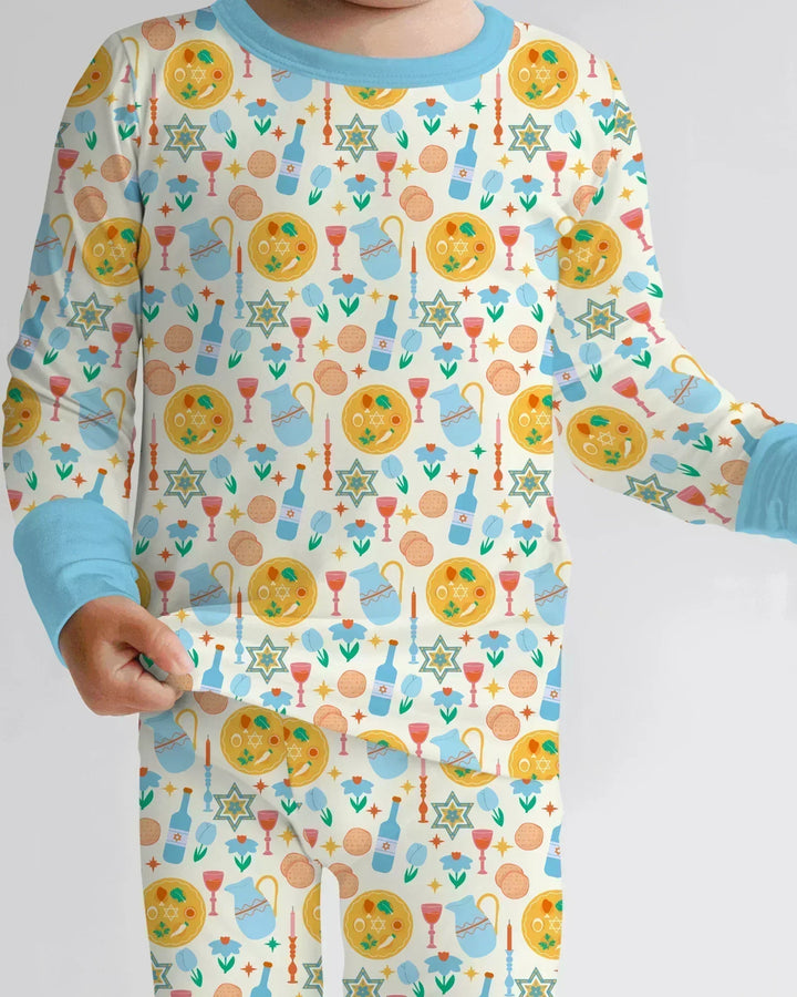 Pesach Sameach Matching Family Bamboo Two Piece Long Sleeve Pajama Set