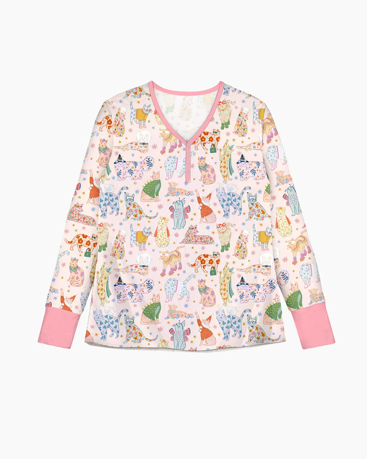 Damen-Pyjama-Set „Wunderliche Katzenparade“