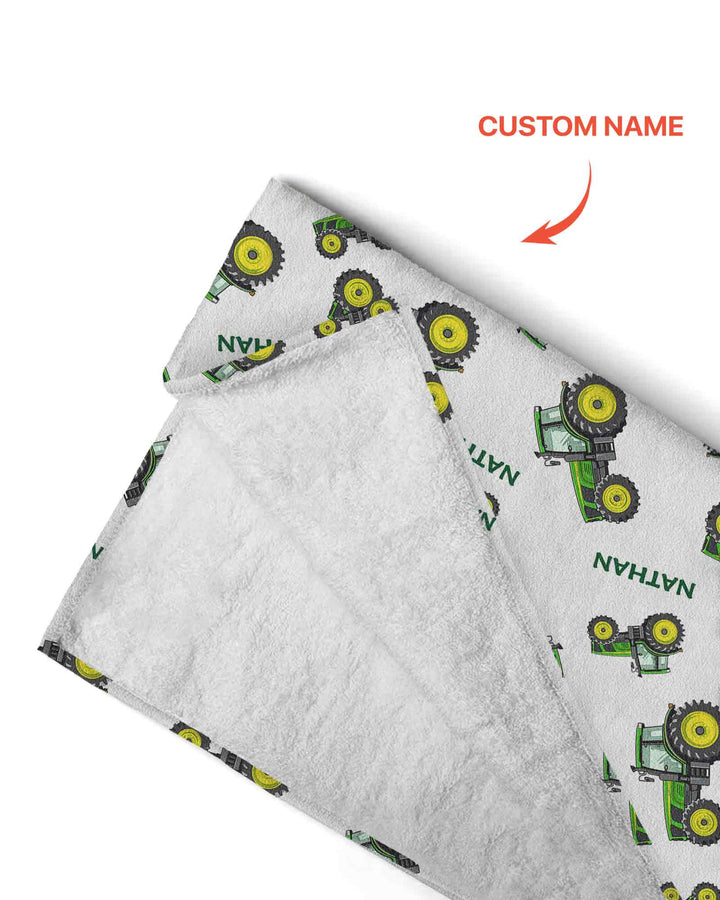 Custom Name Green Tractors Matching Daddy & Me  Beach Towel