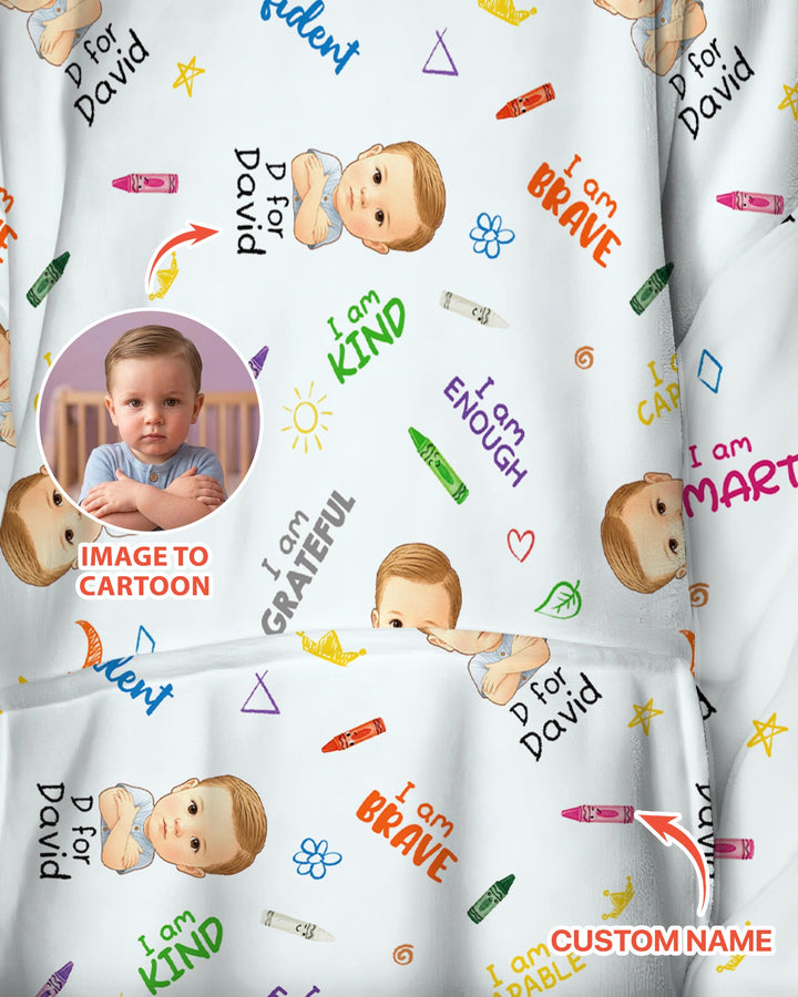 Kids Affirmations Custom  Bamboo Blanket Hoodie