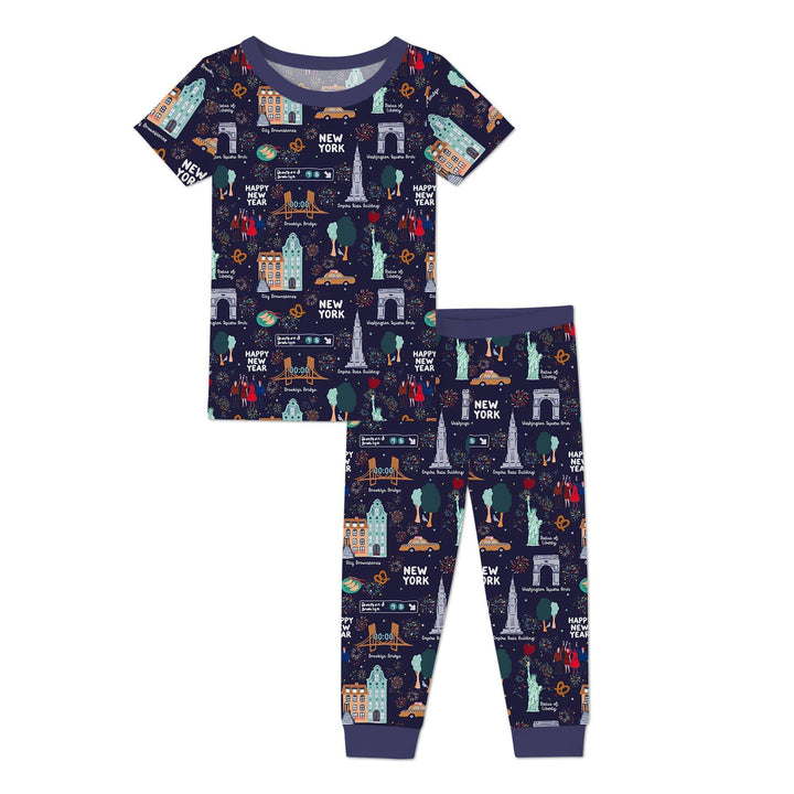 New York New Year Eve Bamboo Two Piece Short Sleeve Pajama Set