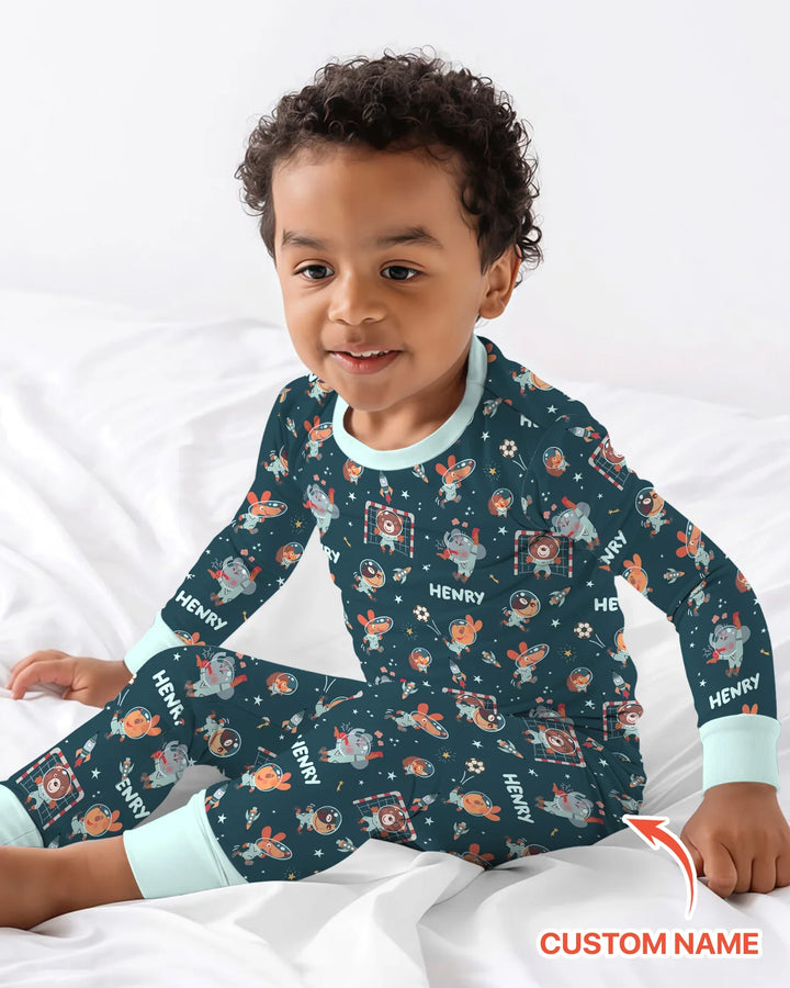Zweiteiliges Langarm-Pyjama-Set mit Sommerfrüchten
