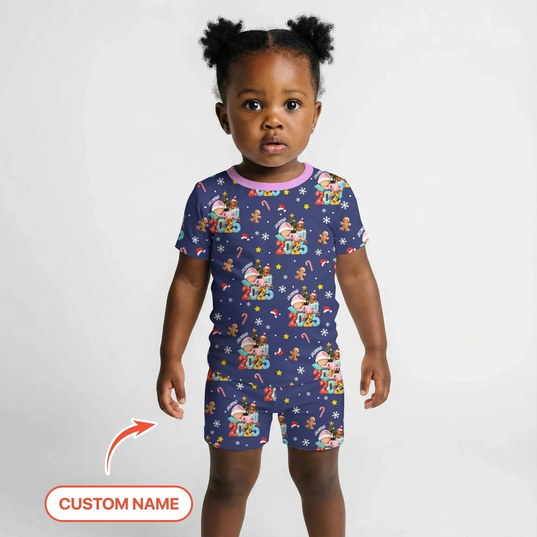 Zweiteiliges Pyjama-Set mit kurzen Ärmeln und Shorts im Sommer-Design