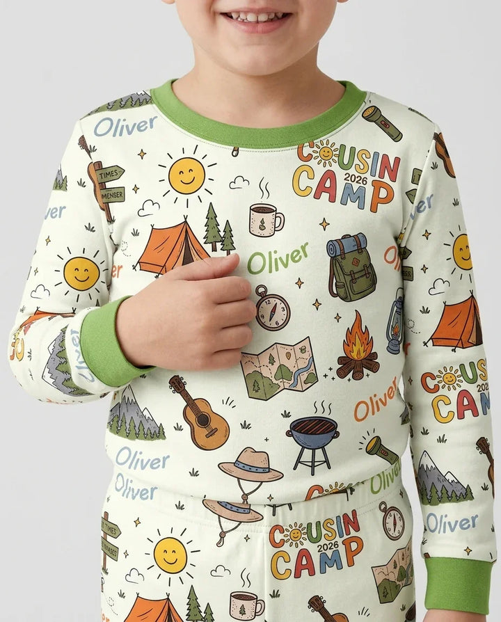 Zweiteiliges Langarm-Pyjama-Set mit Sommerfrüchten