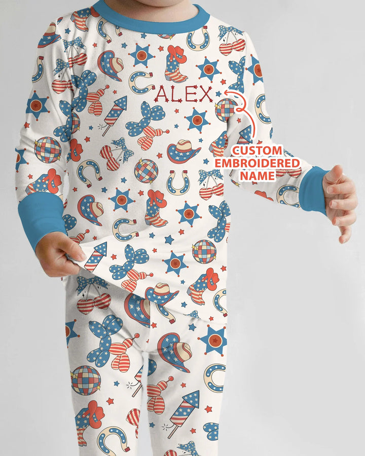 Zweiteiliges Langarm-Pyjama-Set mit Sommerfrüchten