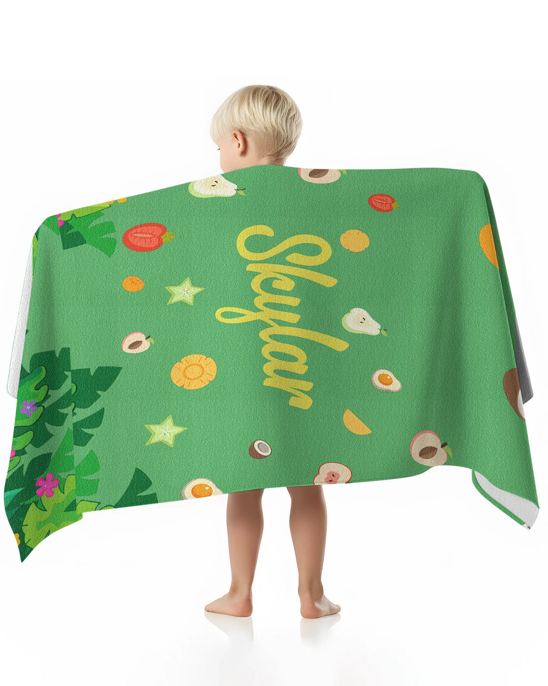 Personalisiertes Obst Palmen Meerestiere Bambus Strandtuch