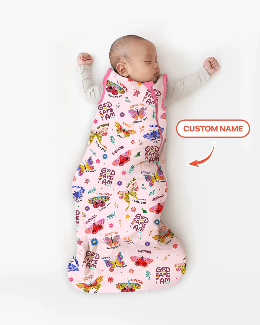 Benutzerdefinierter Name Gott sagt ich bin Schmetterling Bambus Schlafsack