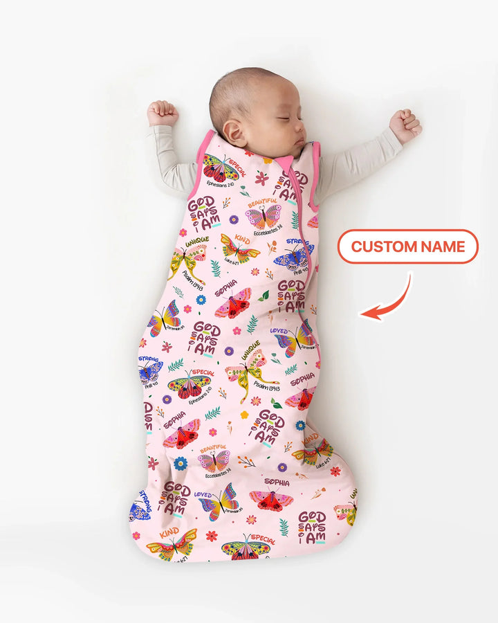 Benutzerdefinierter Name Gott sagt ich bin Schmetterling Bambus Schlafsack
