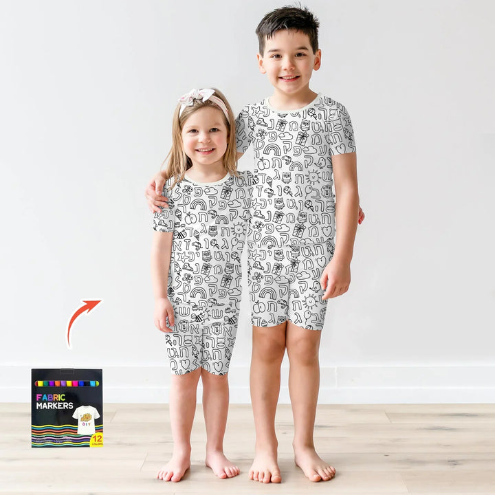 Template Zweiteiliges Pyjama-Set mit kurzen Ärmeln und Shorts