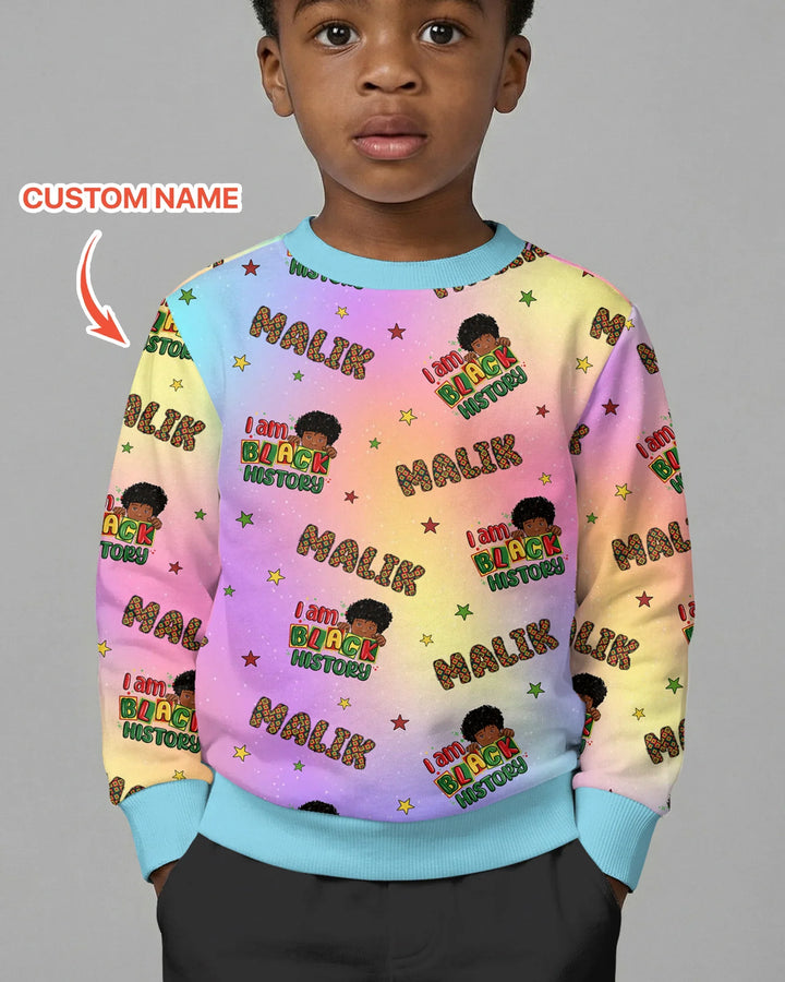 Personalisierter Name "I Am Black History" Individuelles Bambus-Rundhals-Sweatshirt