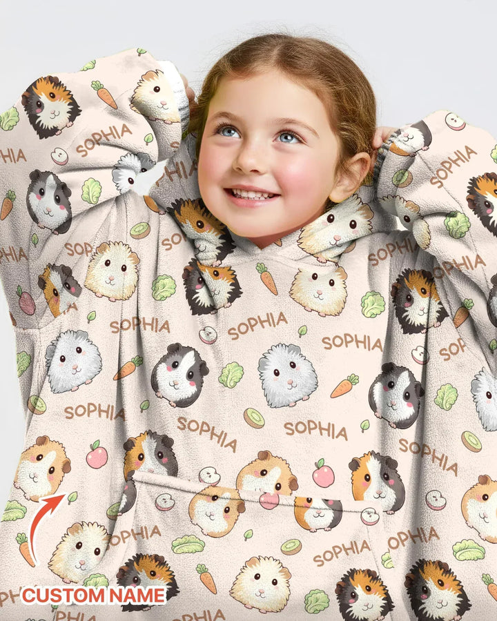 Personalisierbarer Name Süße Meerschweinchen Bambus Kuscheldecke Hoodie