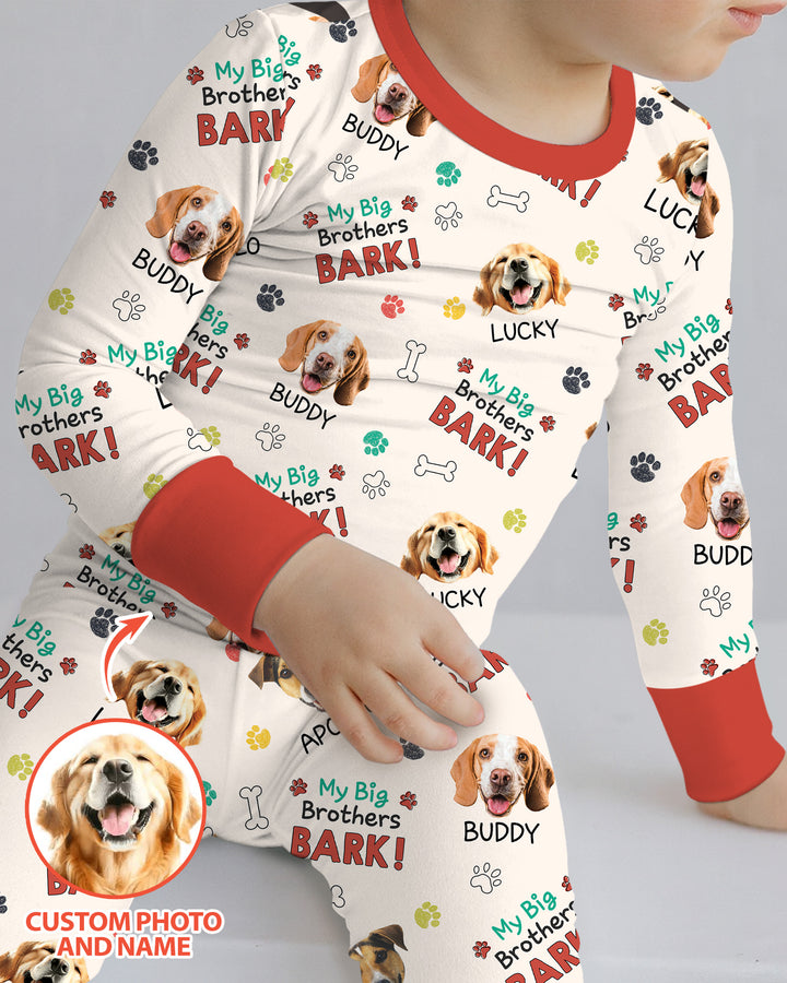 Raised With Paws - Custom Pet Photo And Name Bamboo Two Piece Long Sleeve Pajama Set
