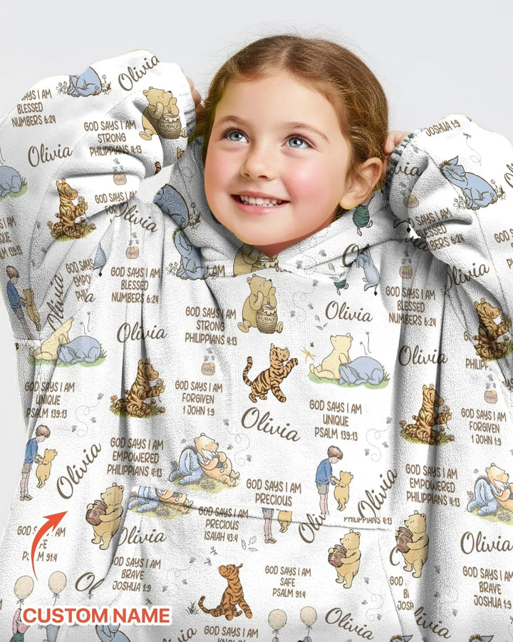 Individueller Name Gott Sagt Ich Bin Klassischer Bär Bambus Decken-Hoodie