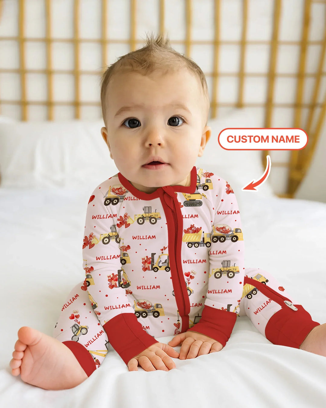 Custom Name Valentine Trucks Family Matching Bamboo Convertible Zippy