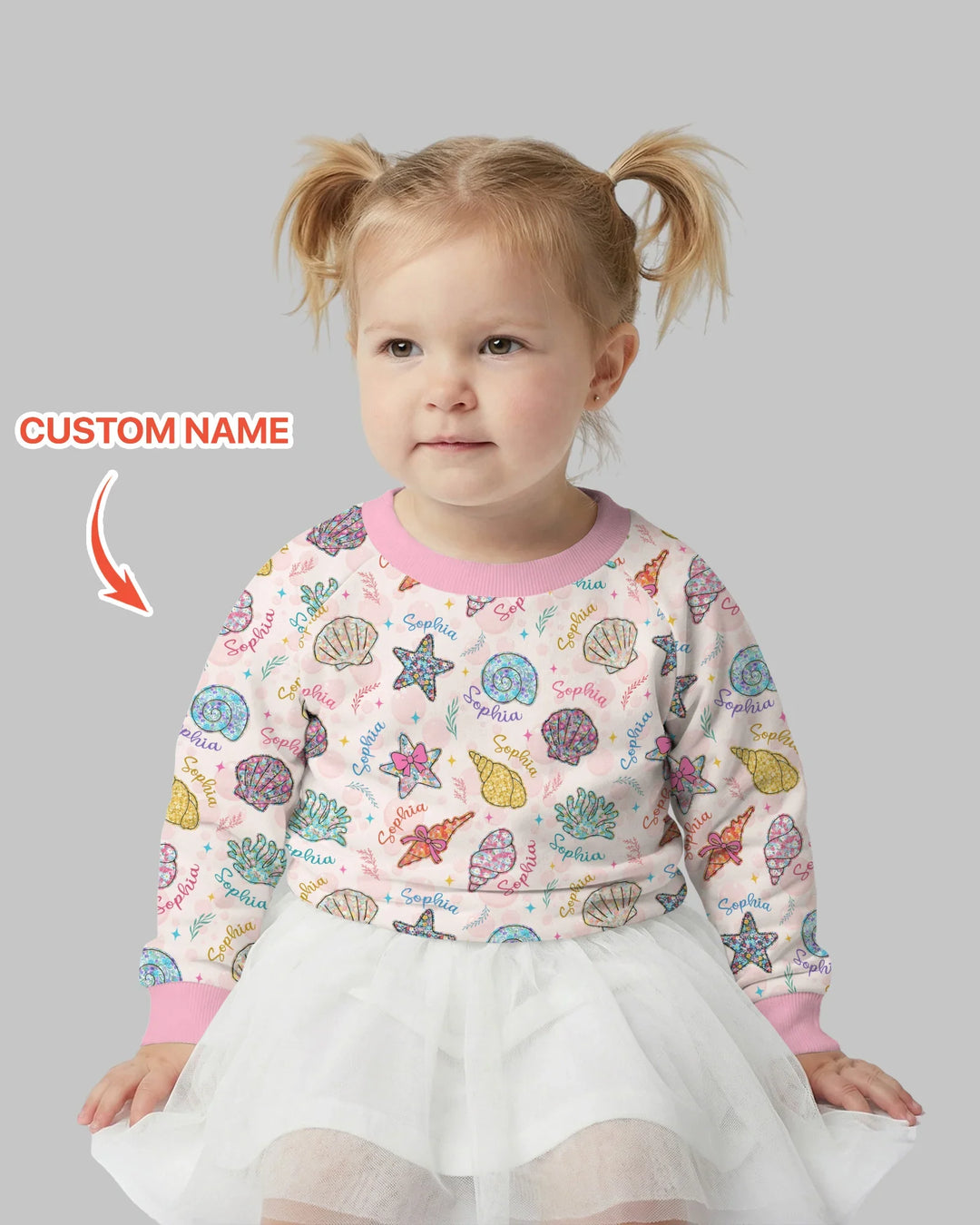 Benutzerdefinierter Name Seaside Wildflower Sommer Bambus Rundhals-Sweatshirt
