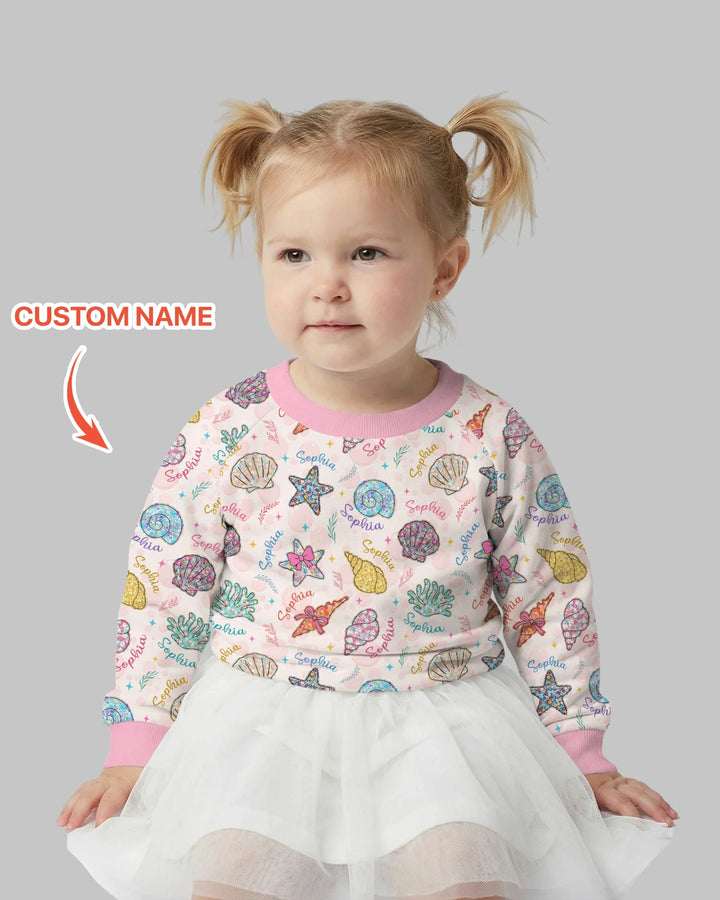 Benutzerdefinierter Name Seaside Wildflower Sommer Bambus Rundhals-Sweatshirt