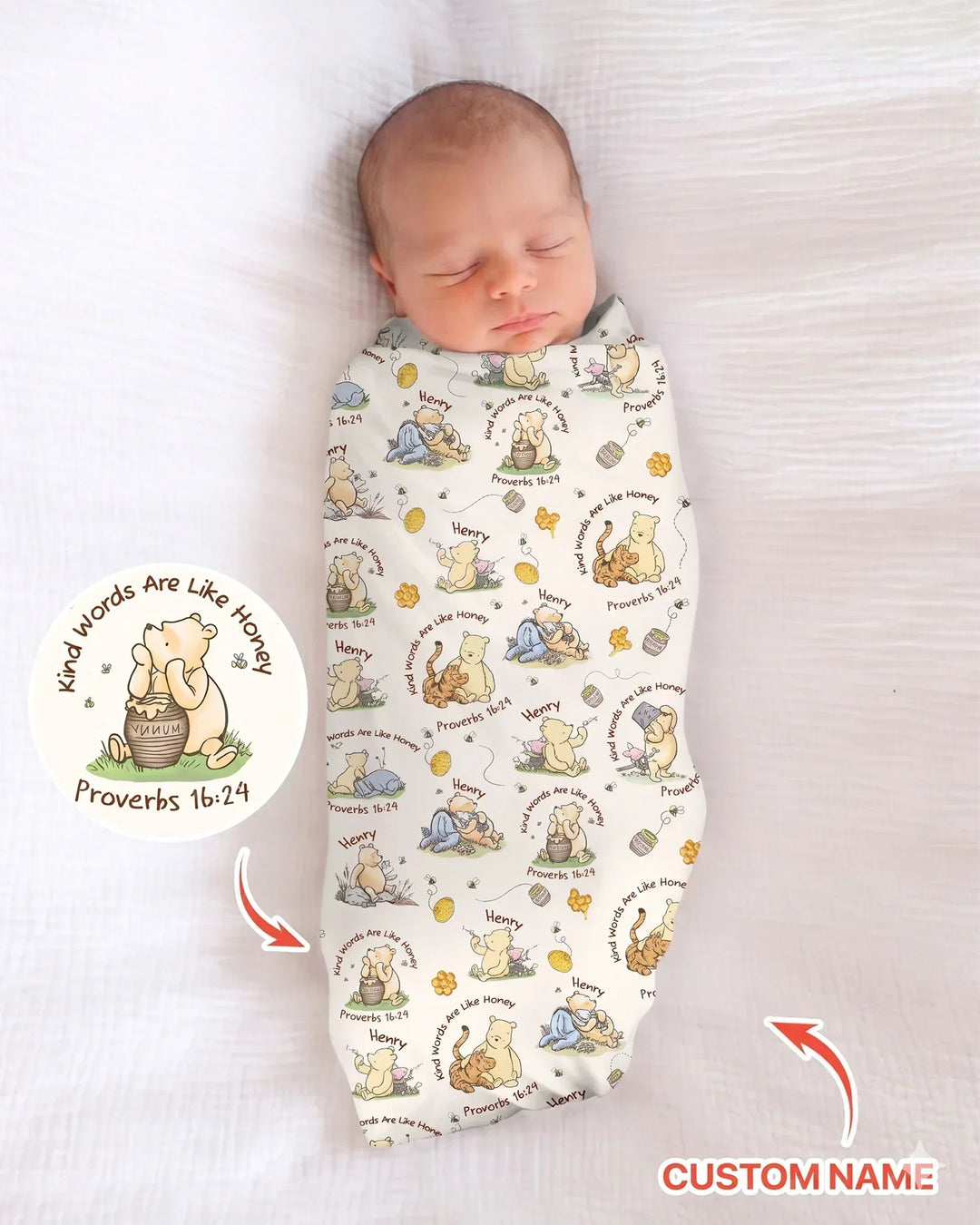 Kind Words Are Like Honey Custom Name swaddle blanket