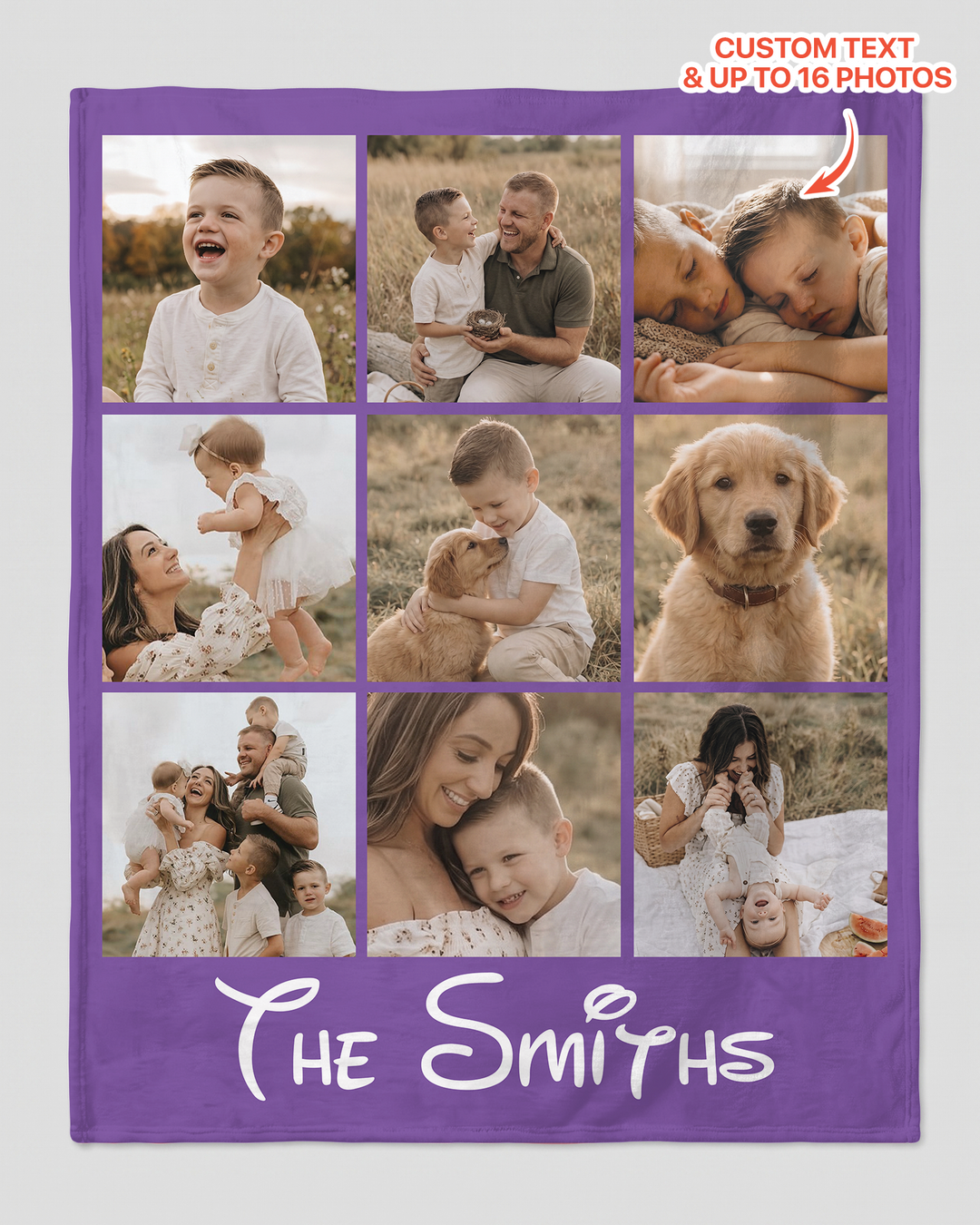 Custom Photo Collage Family Bamboo Blanket