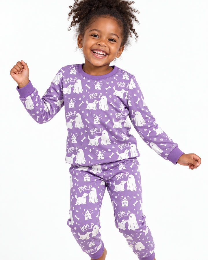 Boo-p Ghost Dog Bamboo Two Piece Long Sleeve Pajama Set