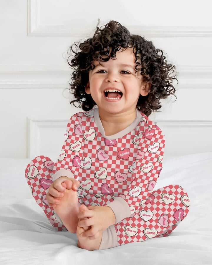 Valentine in Hearts Bamboo Two Piece Long Sleeve Pajama Set
