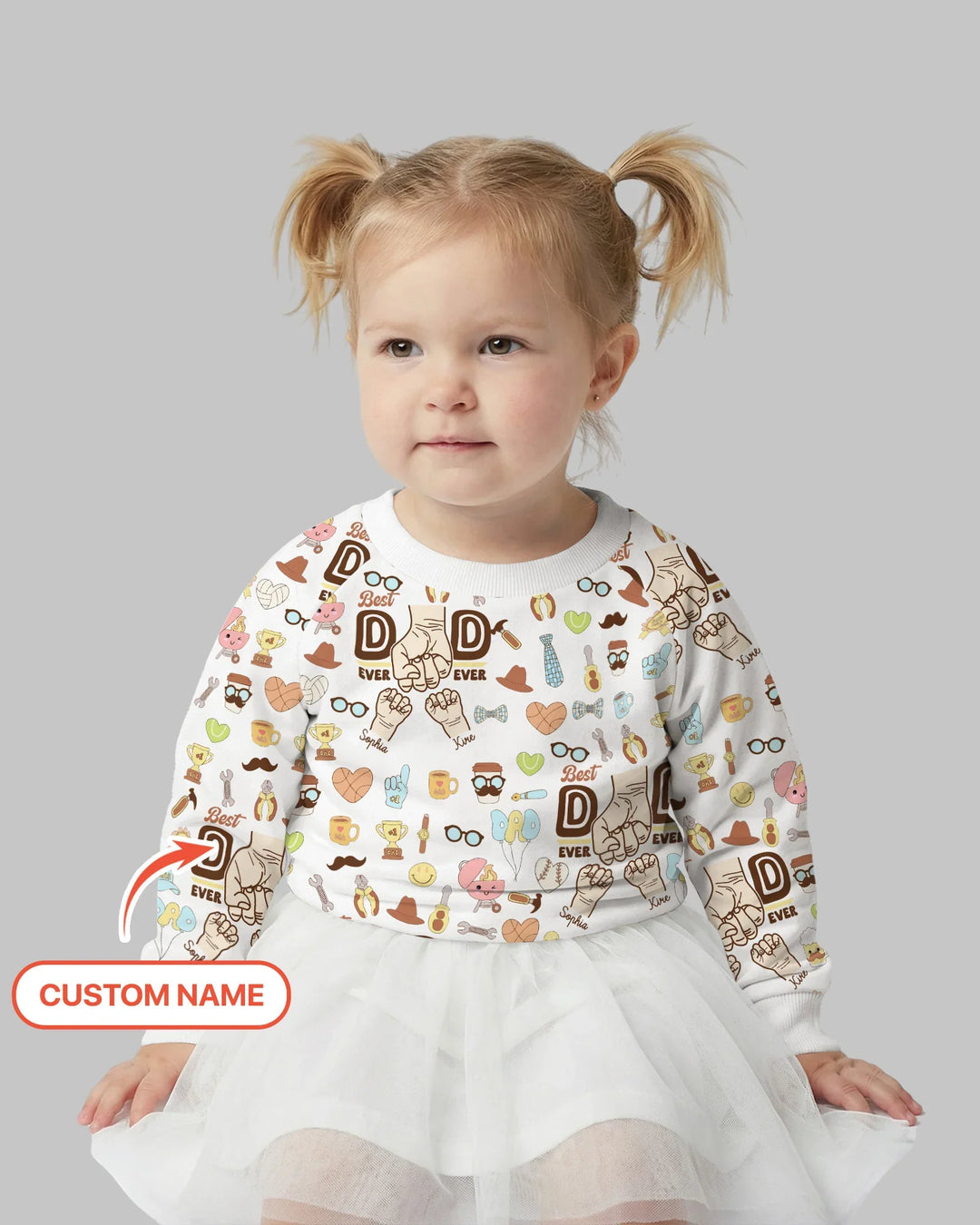 Personalisiertes Kindername Bester Papa Aller Zeiten Bambus Rundhals-Sweatshirt