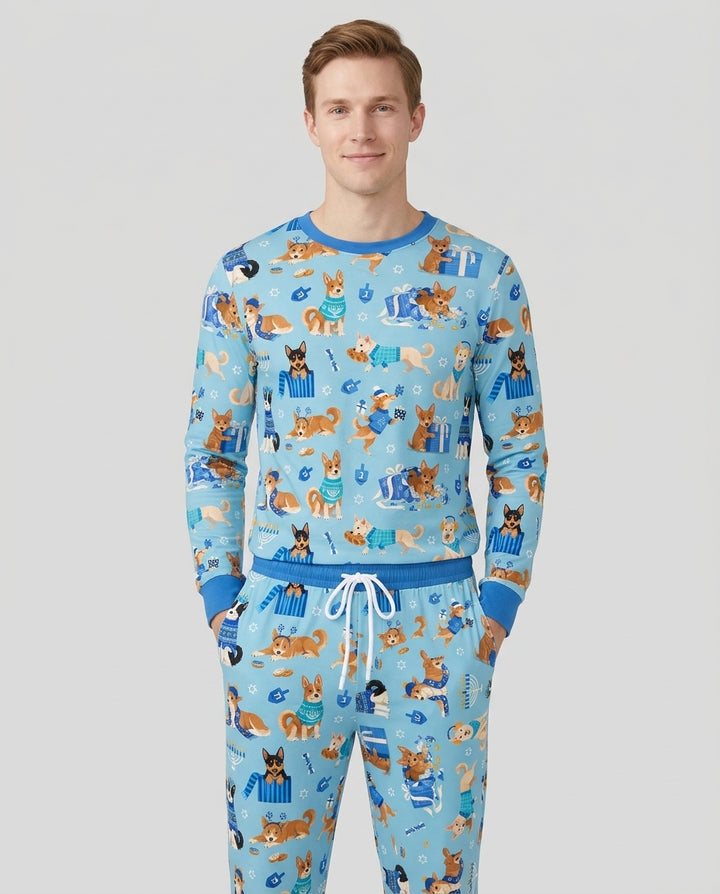 Hannukkah Protected by A Canaan Dog Bamboo Men's Pajama Set