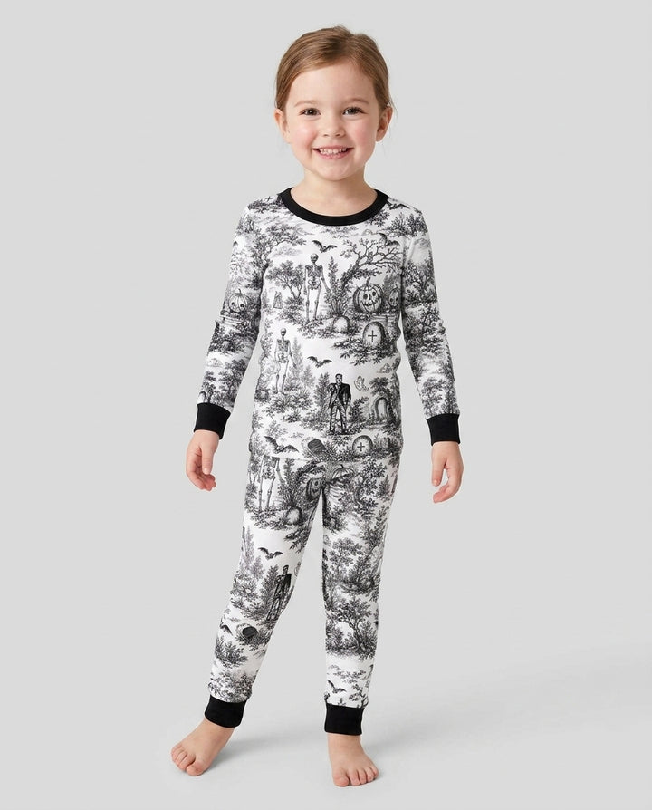 Spooky Halloween Toile Bamboo Two Piece Long Sleeve Pajama Set
