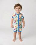 Rainbow Dino Friends Family Matching Bamboo Shorty Zippy