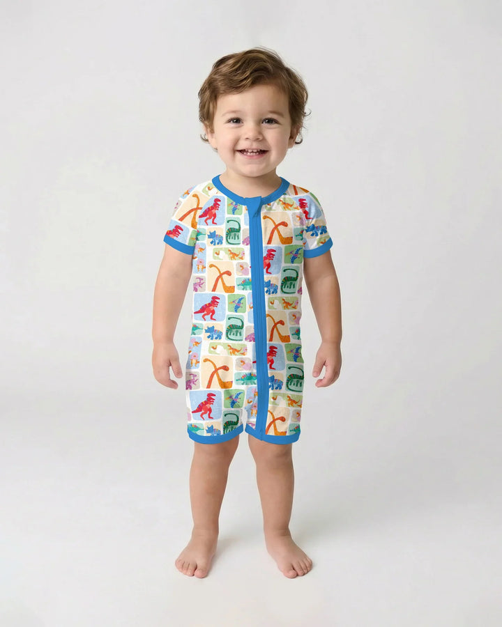 Rainbow Dino Friends Family Matching Bamboo Shorty Zippy