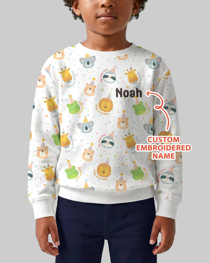 1st Birthday Personalized Embroidered Baby Bamboo Crewneck Sweatshirt