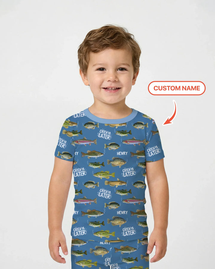 Catch Ya Later Matching Daddy & Me Bamboo Two Piece Short Sleeve Pajama Set