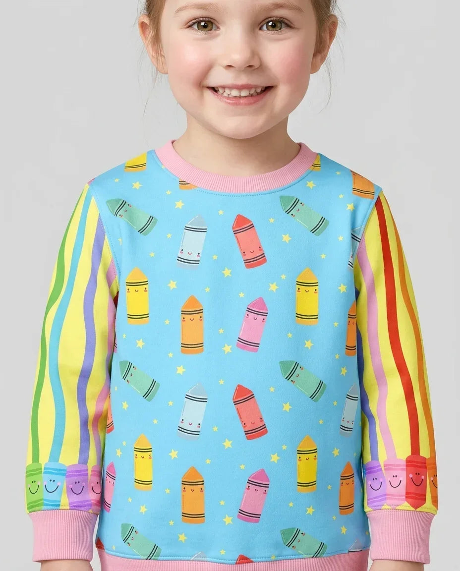 Happy Crayon Friends Bamboo Crewneck Sweatshirt
