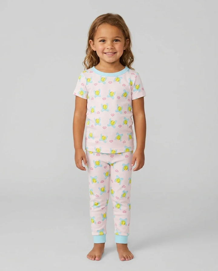 Softbal Coquette Bow Two Piece Short Sleeve Pajama Set