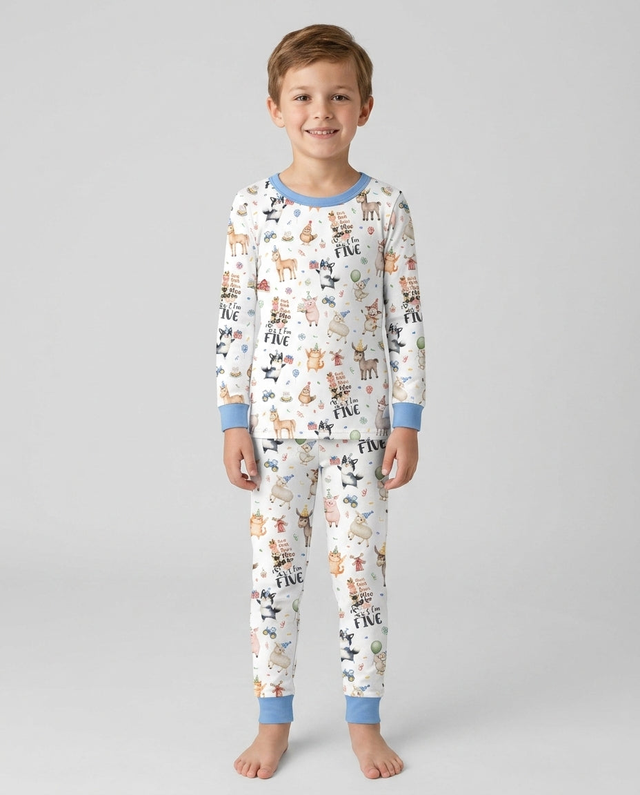 Zweiteiliges Langarm-Pyjama-Set mit Sommerfrüchten